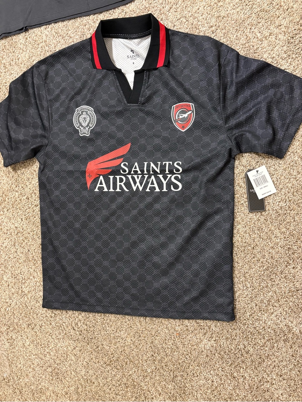 All Saints Black Jersey with Red Accents